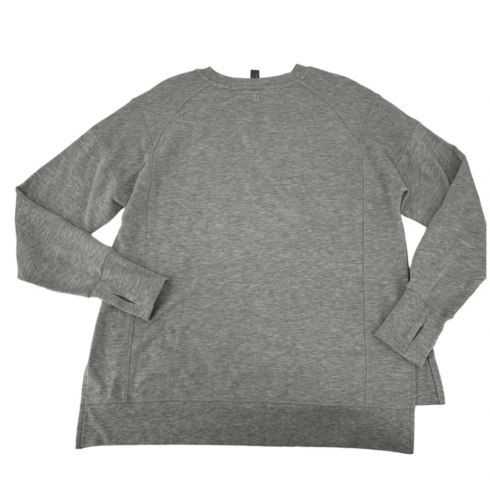Sweaty Betty Gray Long Sleeve Crew Sweatshirt Top Split side Small
